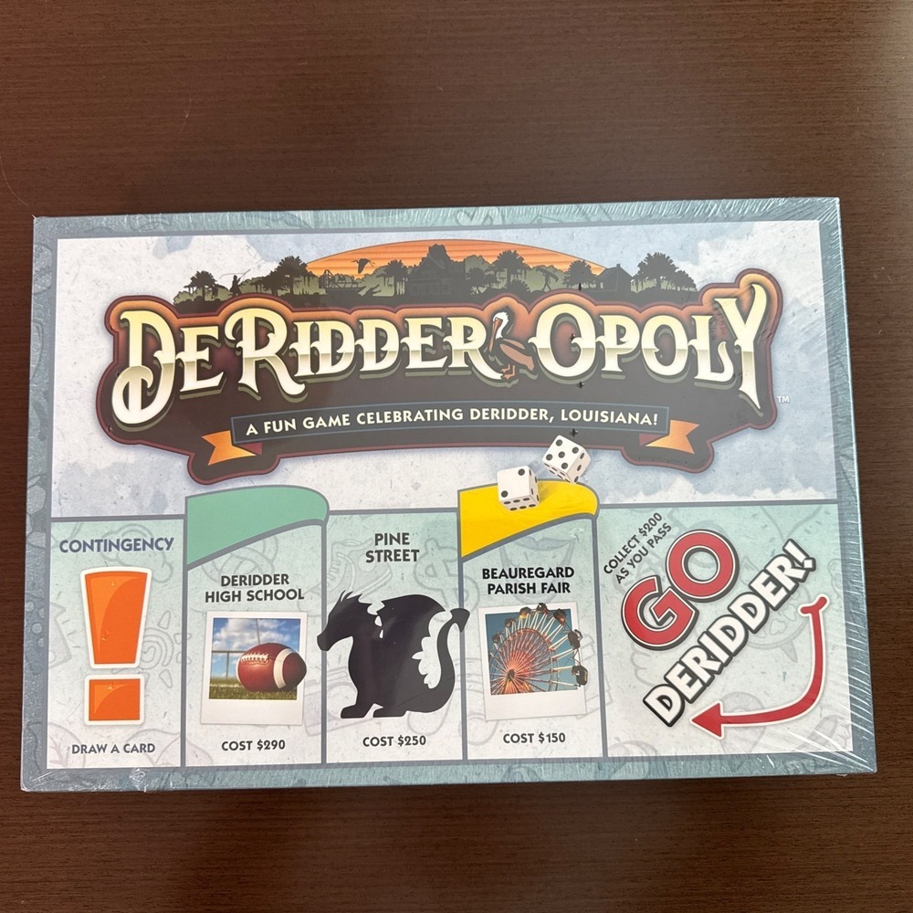 DeRidder Opoly Monopoly Board Game Late for The Sky DeRidder Louisiana Sealed